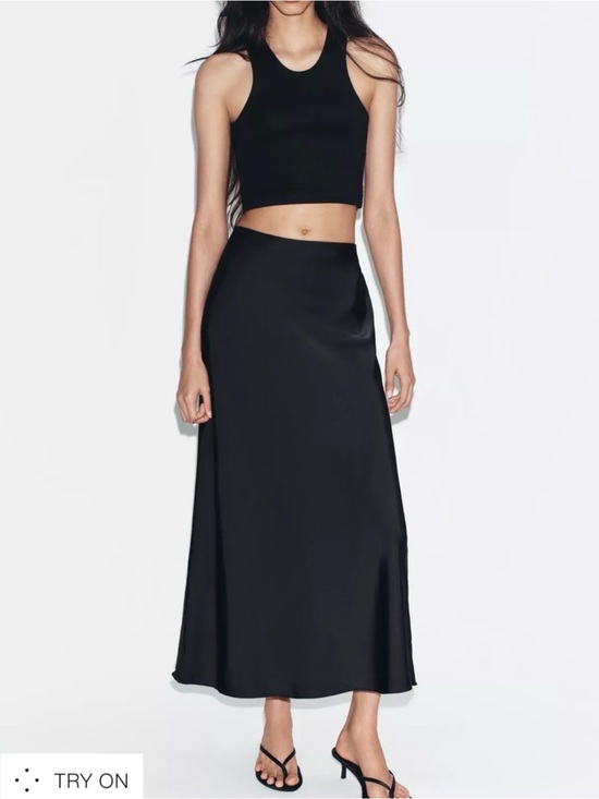 Zara Dresses & Skirts - Zara Black Satin Maxi Skirt